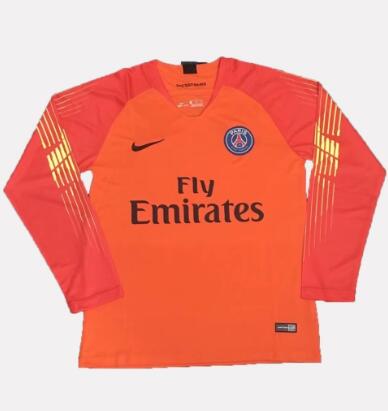 18-19 PSG Orange Goalkeeper Long Sleeve Soccer Jersey Shirt